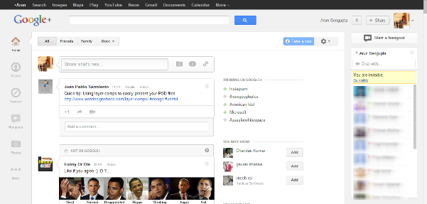 Google Plus Home Page