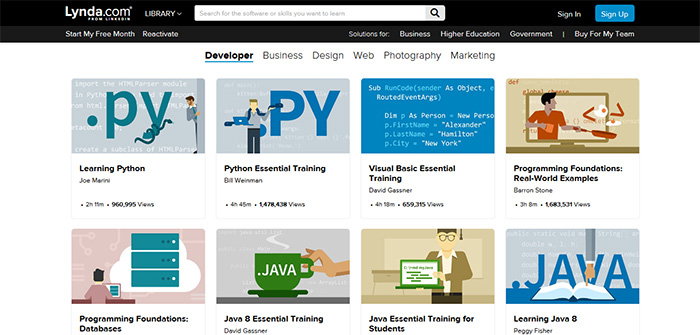 lynda tutorials and online programming courses