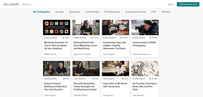 skillshare tutorials and online courses